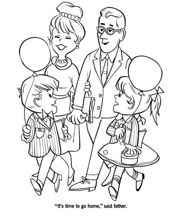 600x734 Big Family Visiting Grandparents On Gran Parents Day Coloring Page