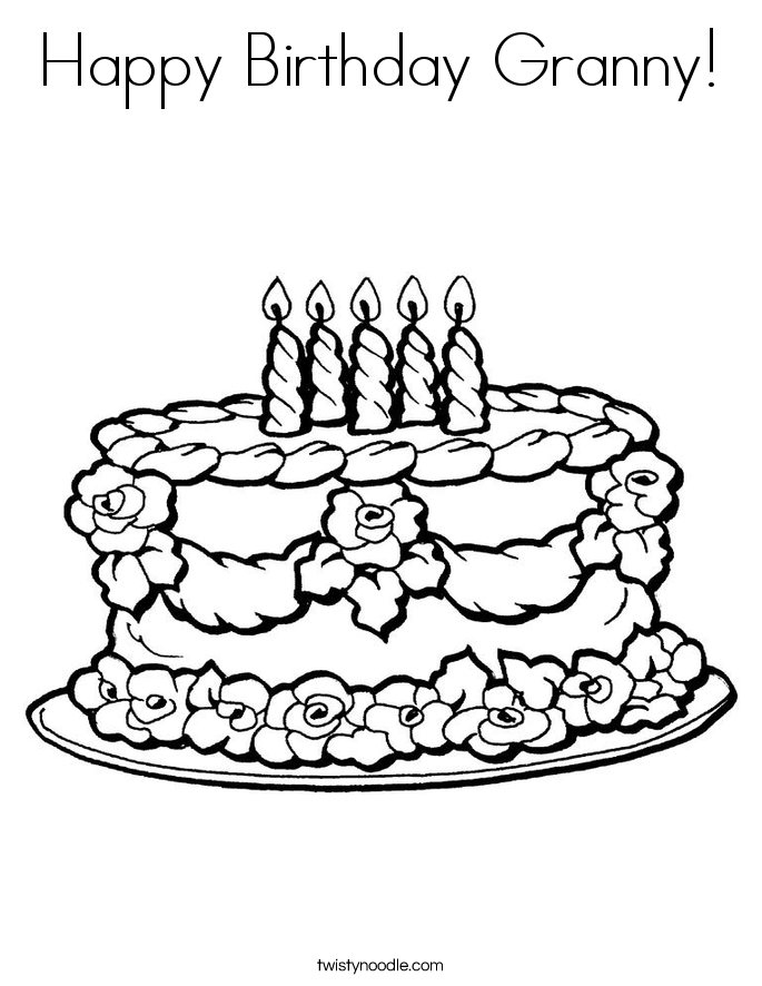 685x886 Happy Birthday Granny Coloring Page