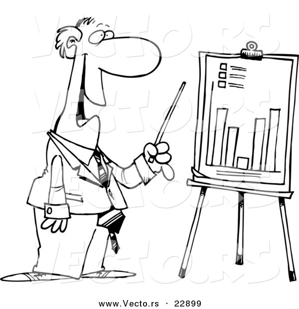 Vector Of A Cartoon Businessman Discussing A Bar Graph 600x620 Vector Of A Cartoon Businessman Discussing A Bar Graph