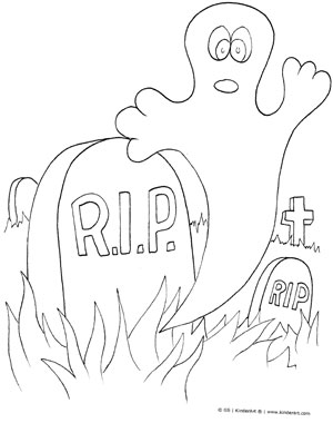 Halloween Ghost In Graveyard Coloring Page Kinderart 300x380 Halloween Ghost In Graveyard Coloring Page Kinderart