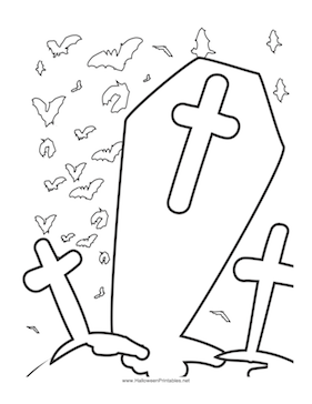 Halloween Graveyard Coloring P 281x364 Halloween Graveyard Coloring P