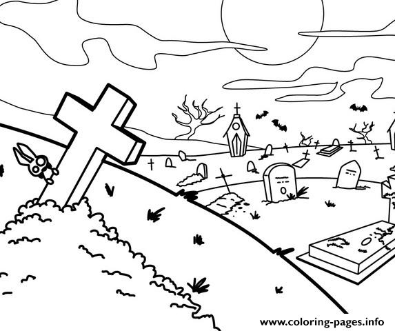 Scary Graveyard Halloween E256 Coloring Pages Printable 573x480 Scary Graveyard Halloween E256 Coloring Pages Printable
