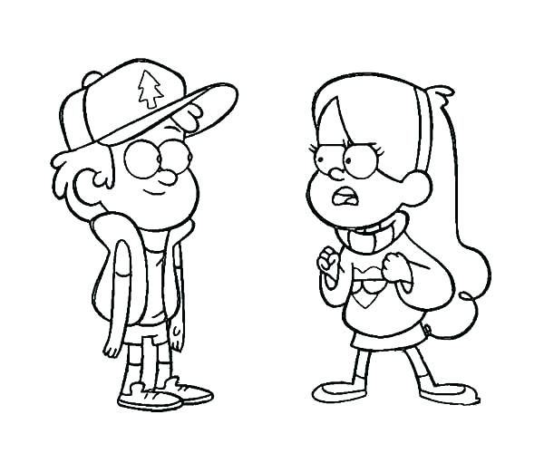 600x500 Gravity Falls Coloring Pages Mabel Amazing And Dipper Pines