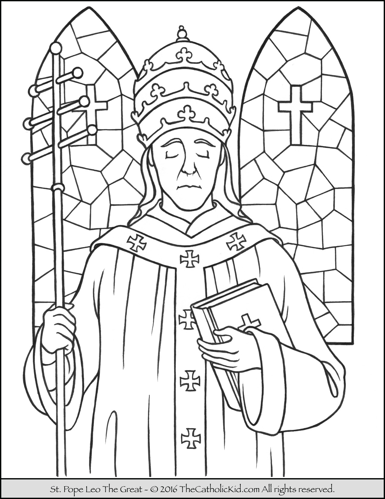 1275x1650 Saint Pope Leo The Great Coloring Page