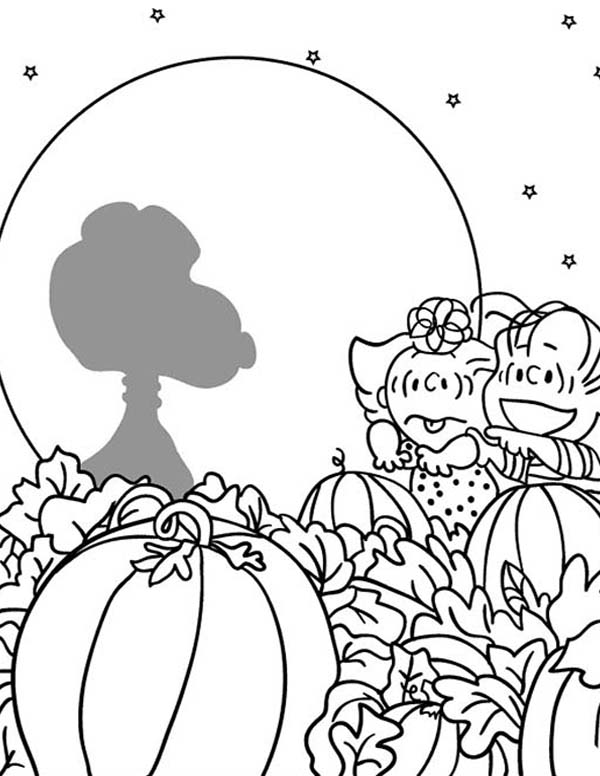 600x776 Sally And Linus Grow Giant Pumpkin In Charlie Brown Coloring Page