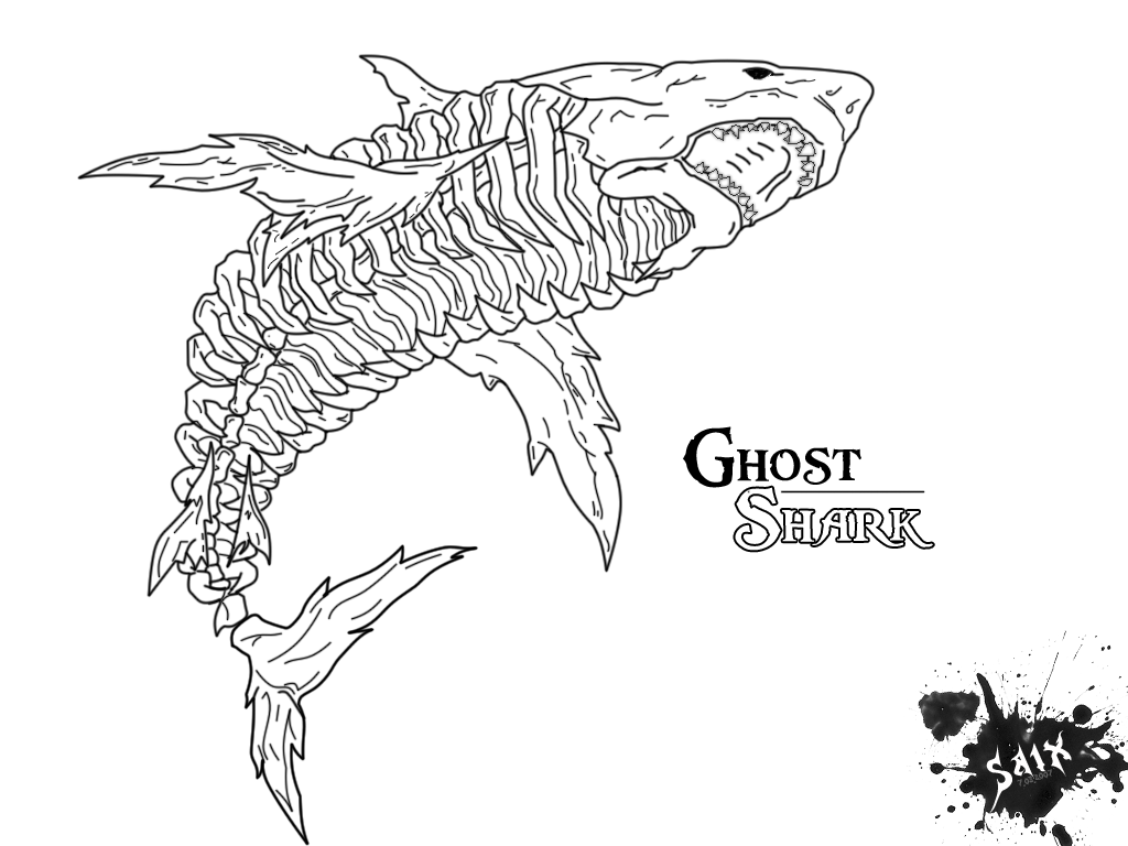 1024x768 Shrewd Jaws Coloring Pages Great White Shark