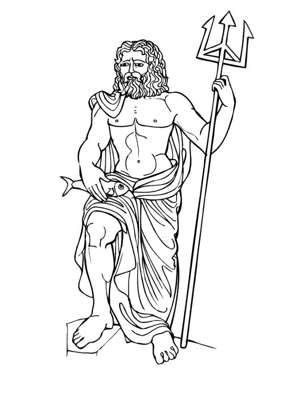 600x776 Poseidon Greek God Coloring Pages Myths God Poseidon From Greek