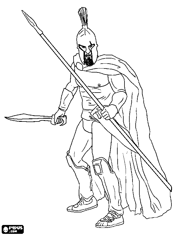 615x820 Greek Spartan Warrior Coloring Pages