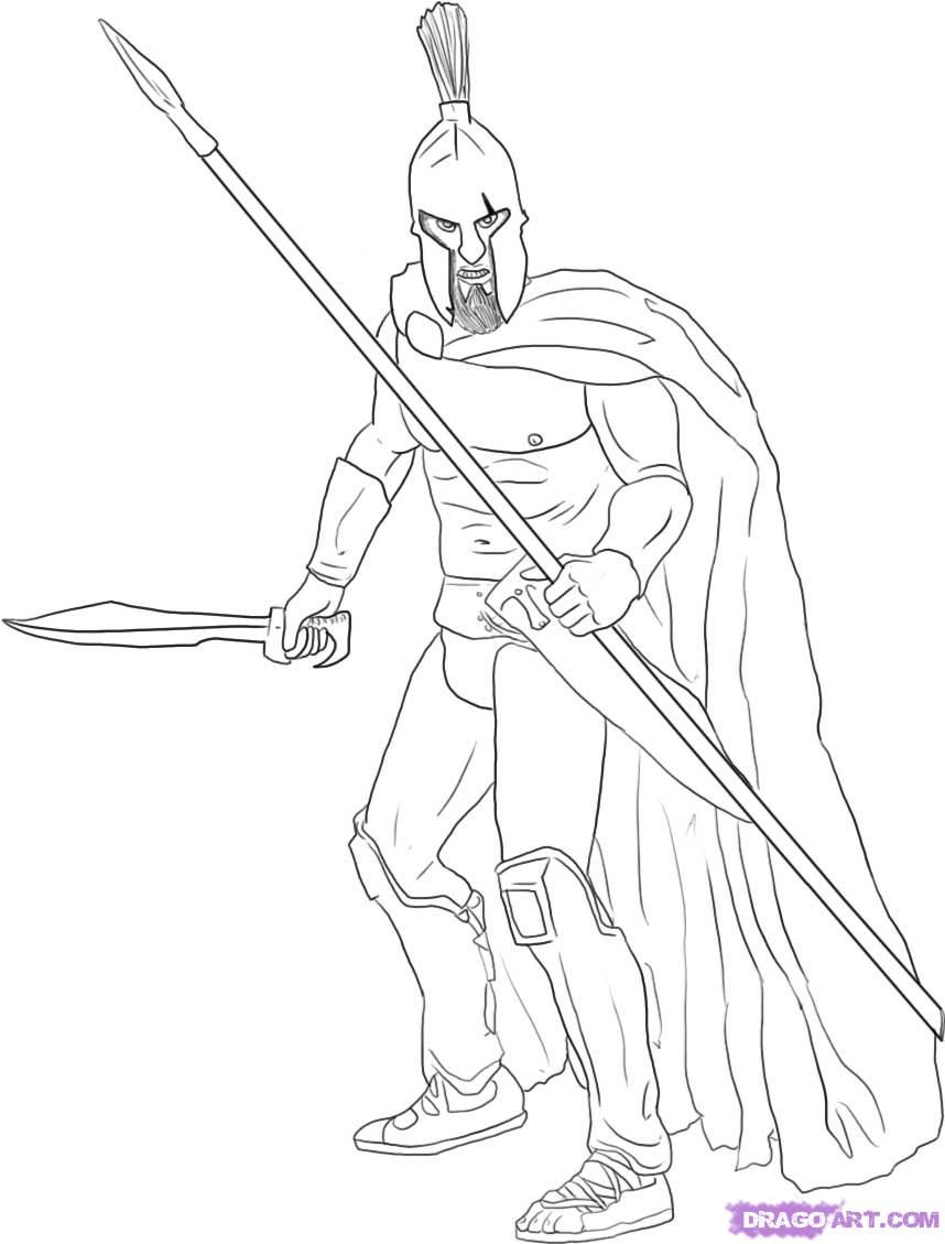 858x1129 Important Spartan Warrior Coloring Pages How To Draw A Step By