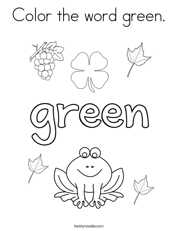685x886 Color The Word Green Coloring Page