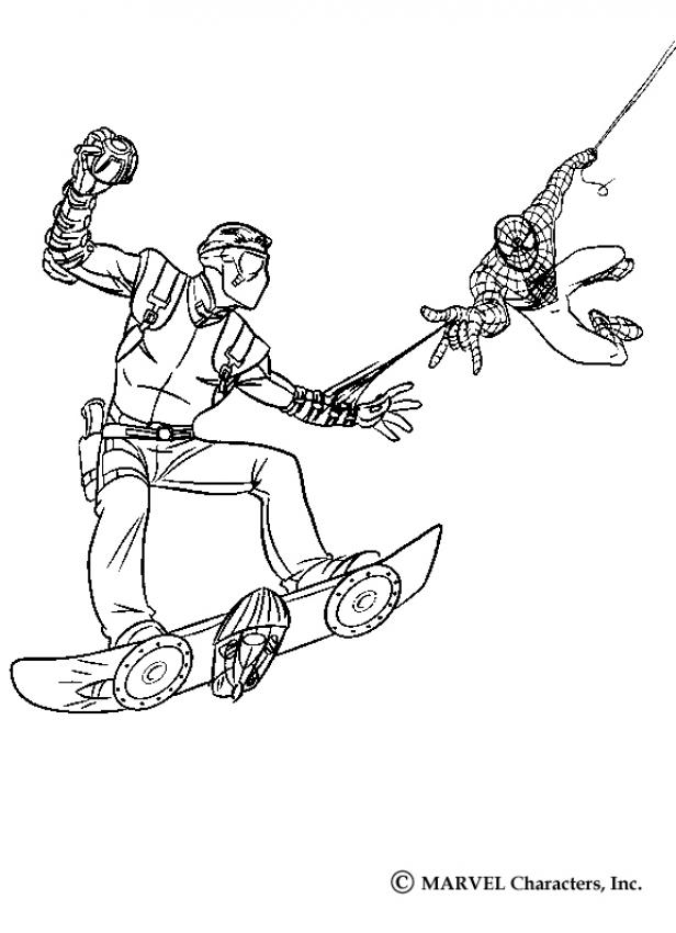 Spiderman Catching Harry Osborn The New Goblin Coloring Pages 616x850 Spiderman Catching Harry Osborn The New Goblin Coloring Pages