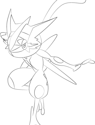 322x425 Coloring Pages Of Greninja Ashs Greninja Coloring Page Free