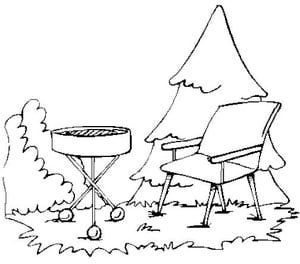 300x264 Bar B Q Grill And Lawn Chair Coloring Book Page Free Bar B Q