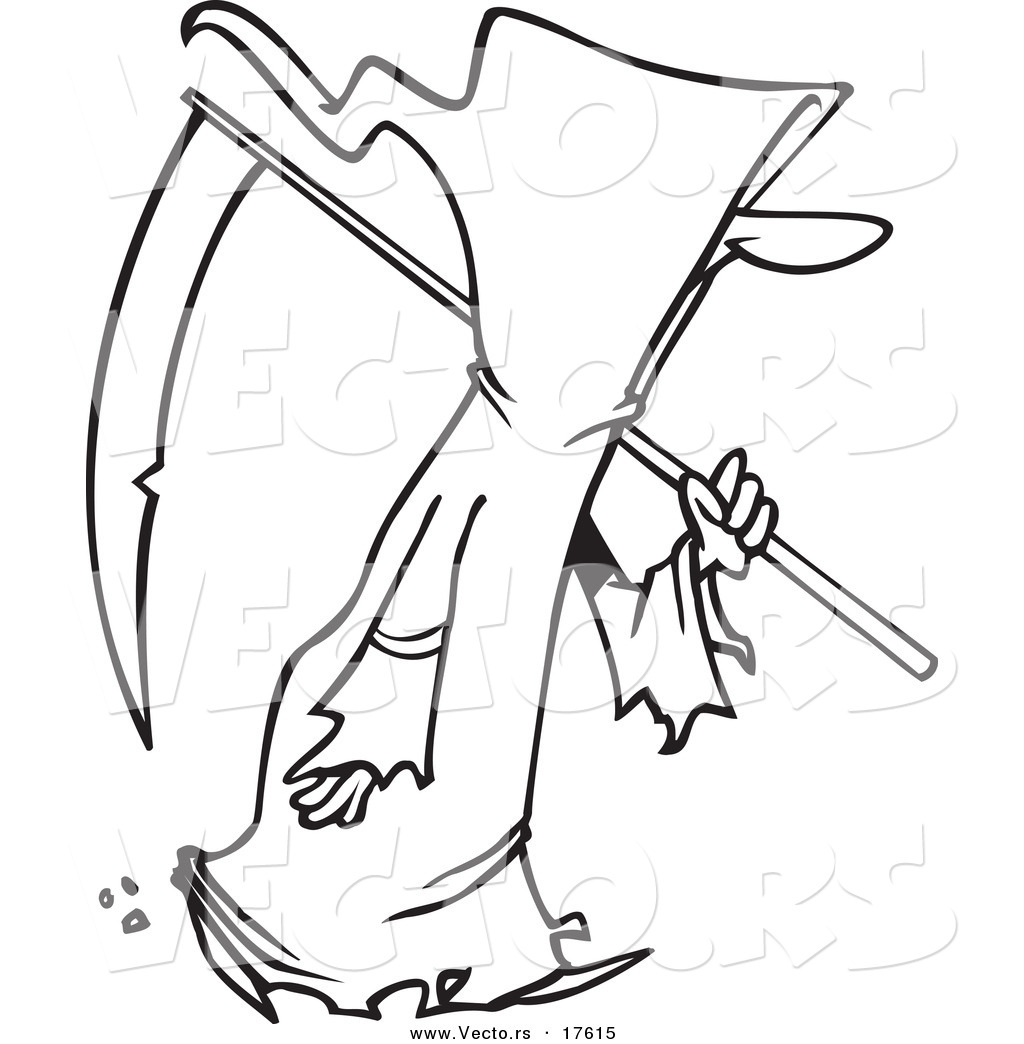 1024x1044 Vector Of A Cartoon Walking Grim Reaper