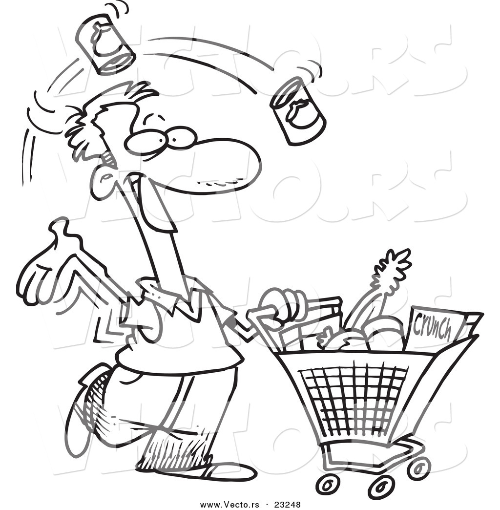 Vector Of A Cartoon Guy Grocery Shopping 1024x1044 Vector Of A Cartoon Guy Grocery Shopping