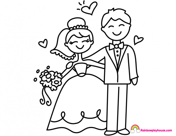Bride And Groom Coloring Pages 595x460 Bride And Groom Coloring Pages