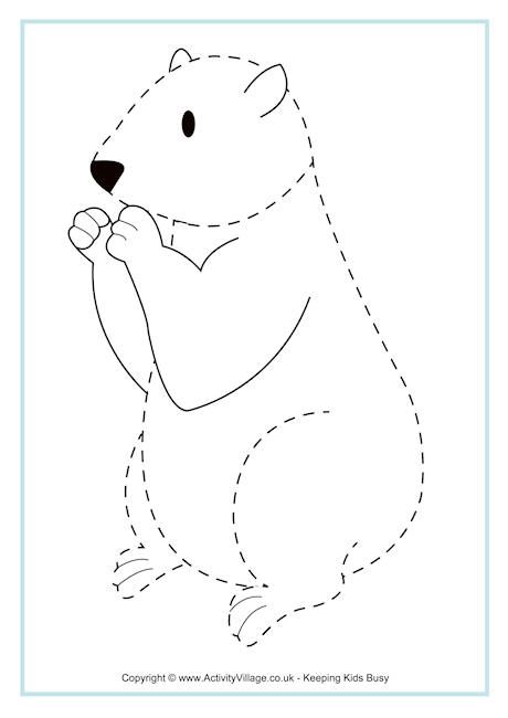 Groundhog Tracing Page Preschool Ground 460x650 Groundhog Tracing Page Preschool Ground