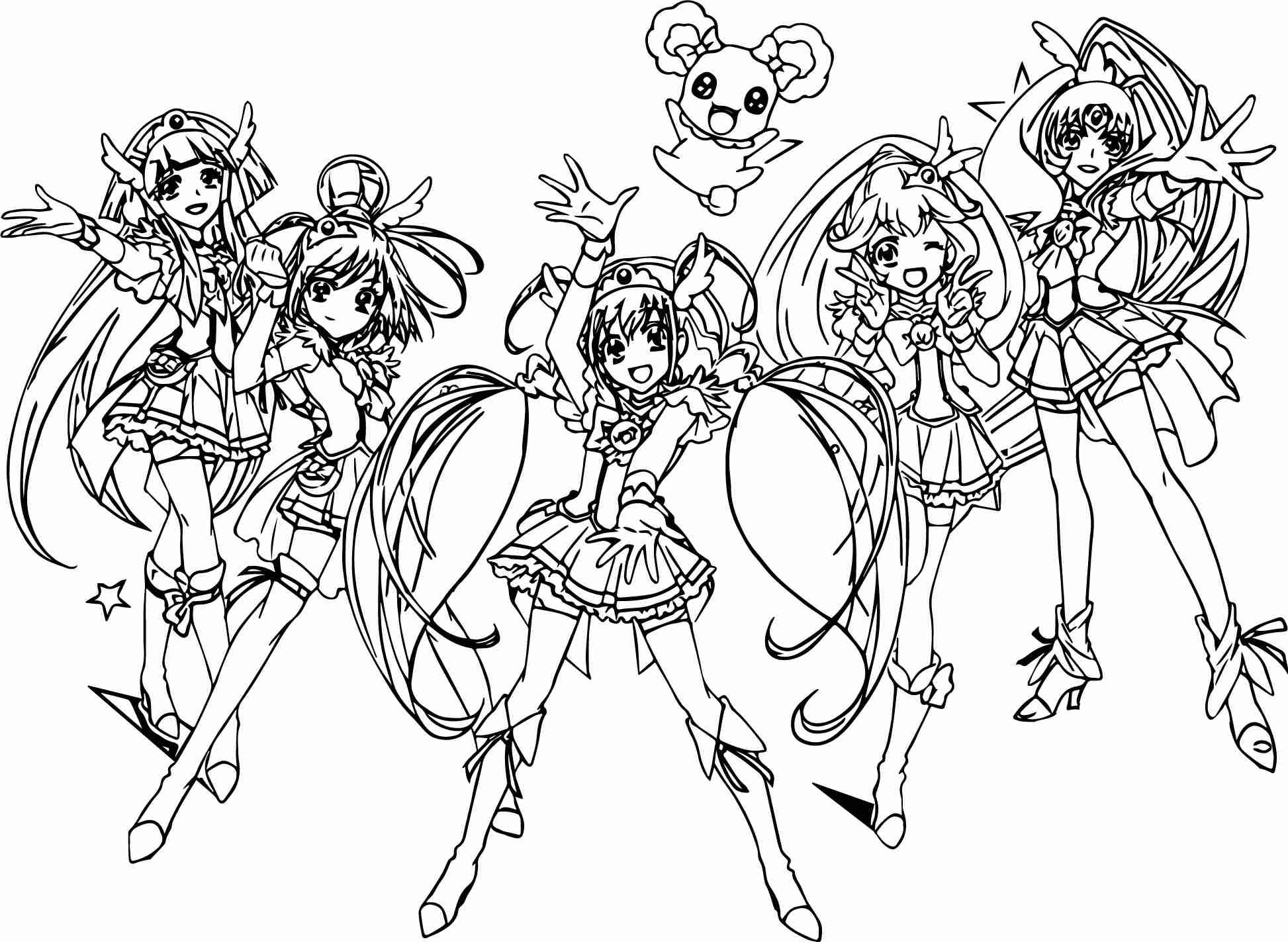 1946x1423 Glitter Force All Group Team Coloring Page Wecoloringpage