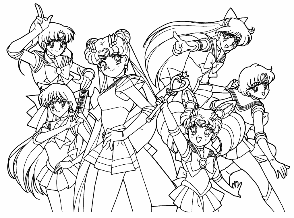 1024x760 Sailor Moon Group Coloring Pages Sailor Moon Coloring Page Fancy