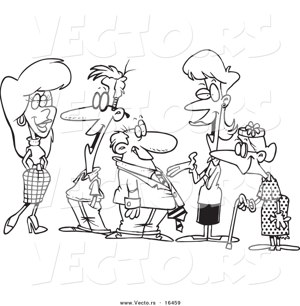Vector Of A Cartoon Group Of People Socializing 1024x1044 Vector Of A Cartoon Group Of People Socializing