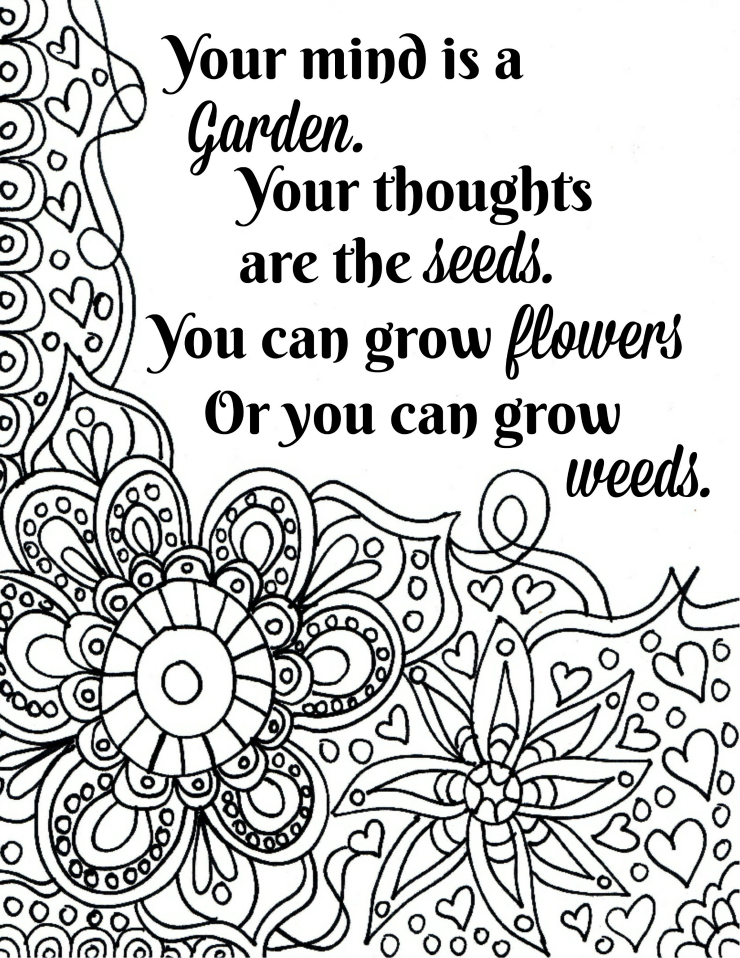 740x958 Free Printable Flower Quote Coloring Pages