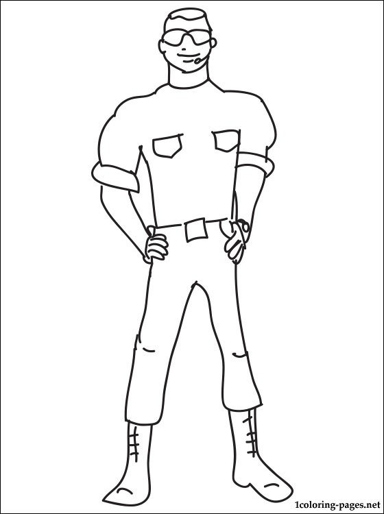 Security Guard Coloring Pages 560x750 Security Guard Coloring Pages