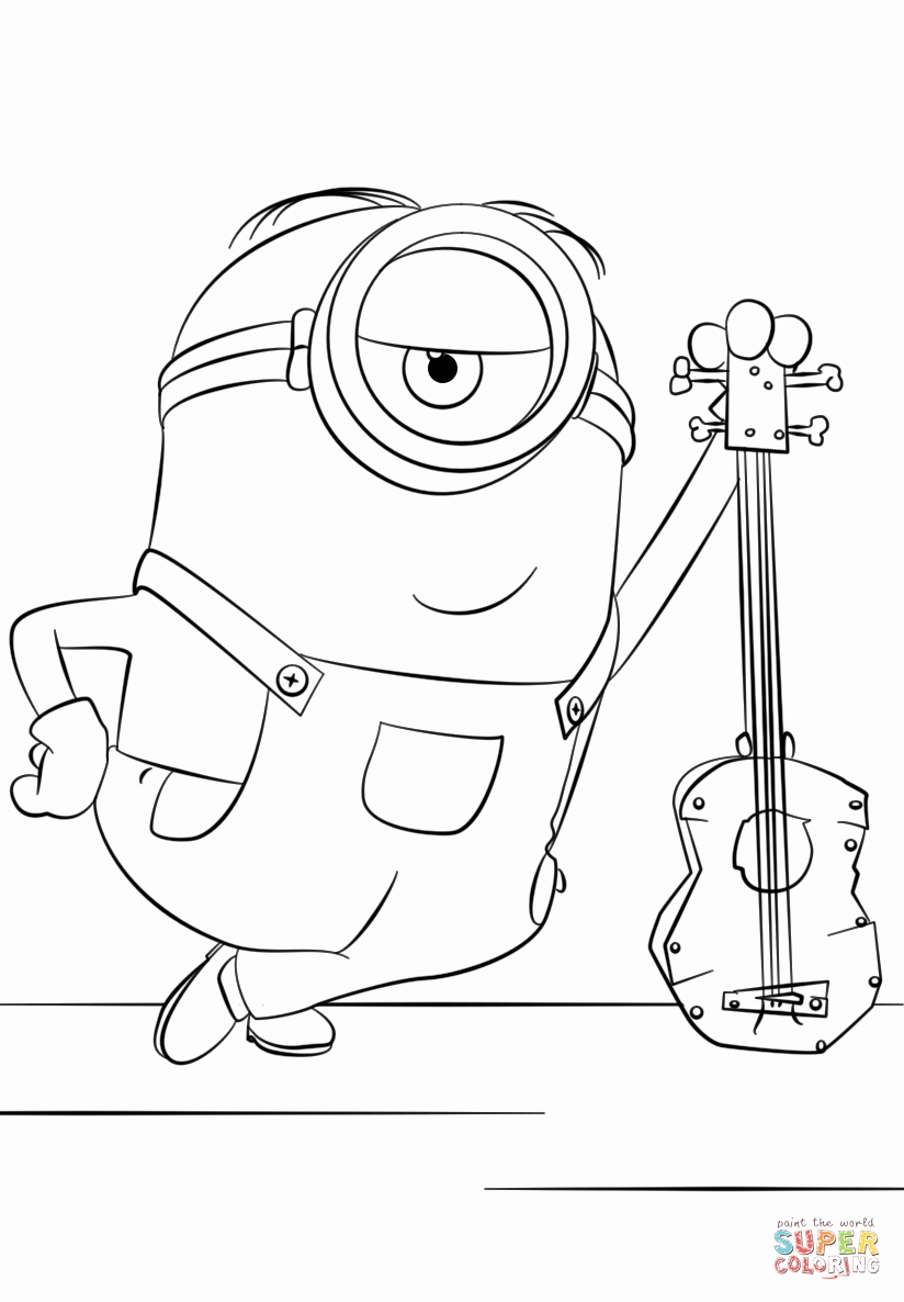 Printable Coloring Books For Kids Lovely Minion Stuart With Guitar 824x1186 Printable Coloring Books For Kids Lovely Minion Stuart With Guitar