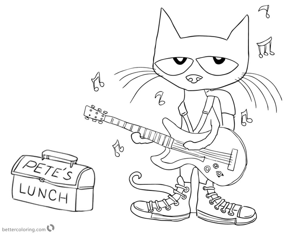 Pete The Cat Coloring Pages Play Guitar For Lunch 1024x800 Pete The Cat Coloring Pages Play Guitar For Lunch