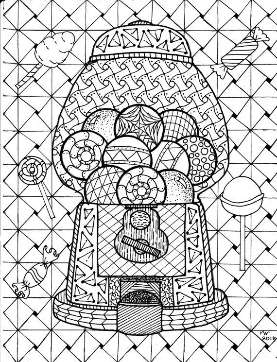 570x745 Gumball Machine Zentangle Coloring Page By Inspirationbyvicki