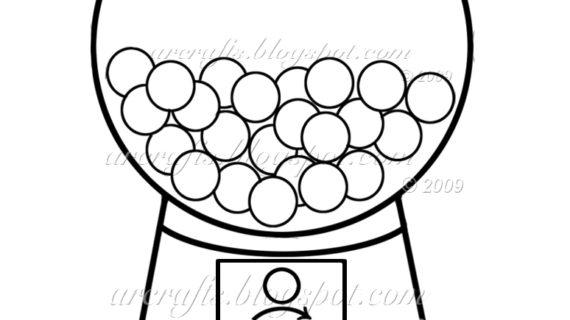 570x320 Bubble Gum Machine Drawing Gumball Machine Coloring Page Picture I