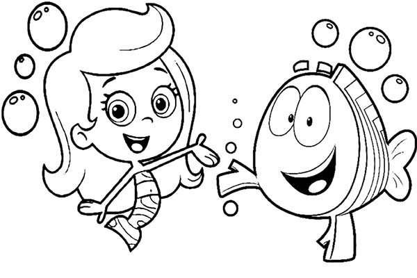 600x400 Bubble Guppies Coloring Pages Molly And Mr Grouper Want Shake Hand