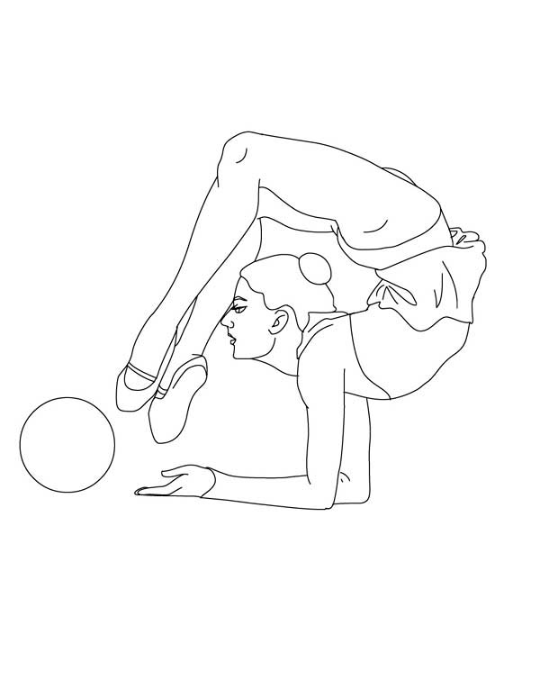 600x775 Ball Individual All Around Rhythmic Gymnastic Coloring Page