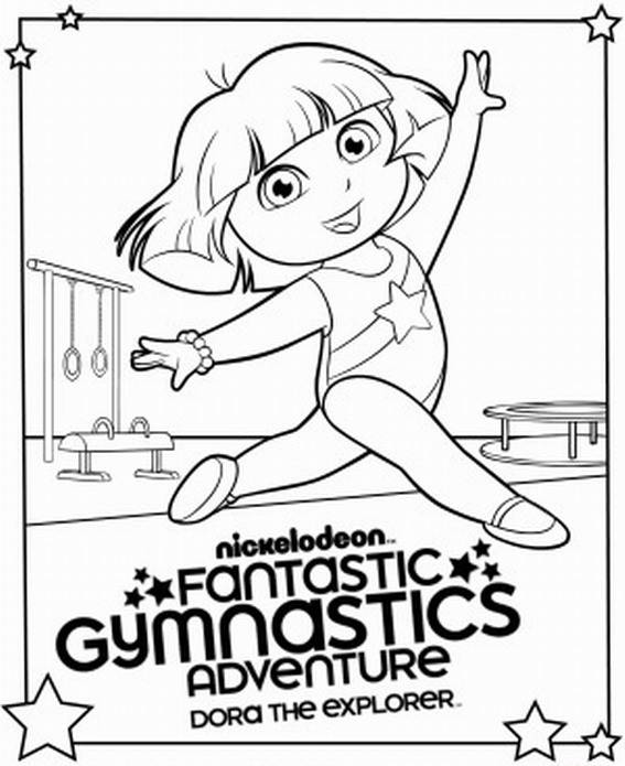 567x695 Dora The Explorer Gymnastics Coloring Page