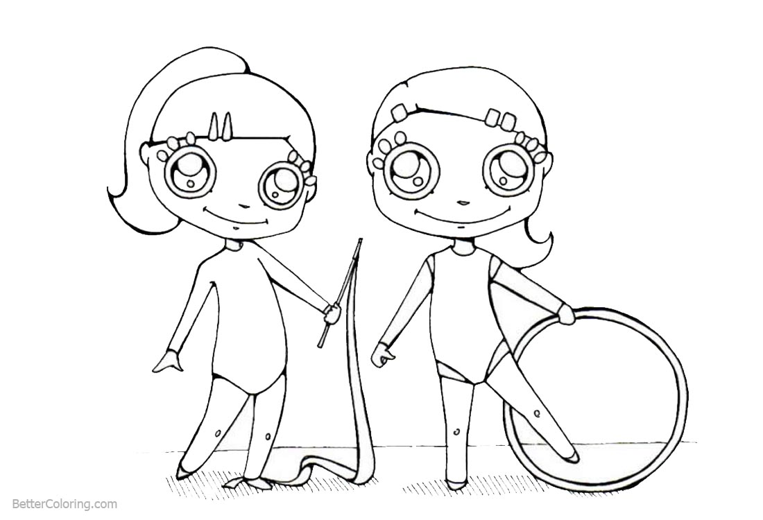 1100x750 Cartoon Rhythmic Gymnastics Coloring Pages
