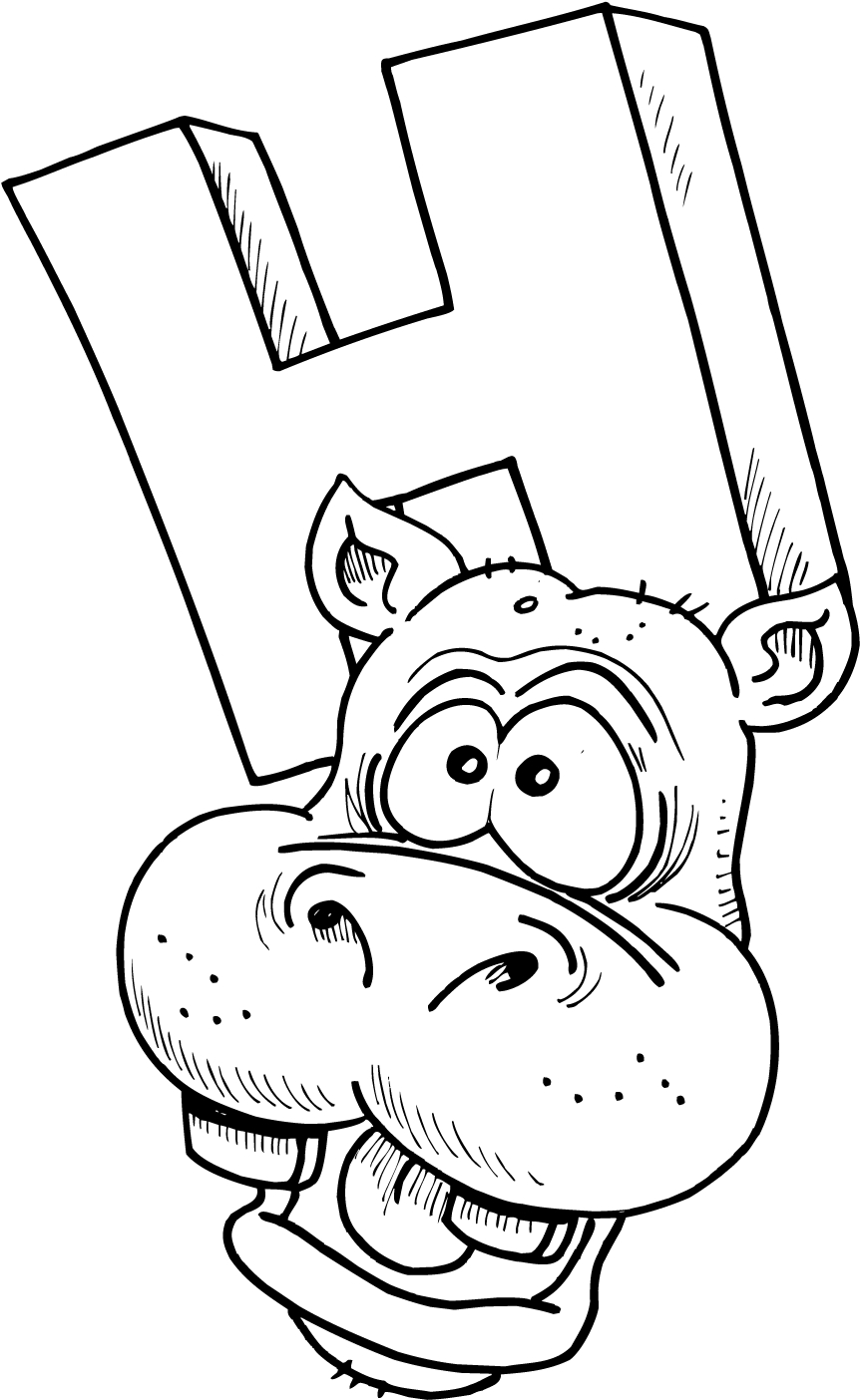 Colouring Page Of Letter H With A Hippo 862x1404 Colouring Page Of Letter H With A Hippo