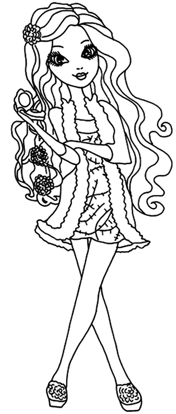 Ever After High Apple White Curly Hair Coloring Pages 600x1406 Ever After High Apple White Curly Hair Coloring Pages