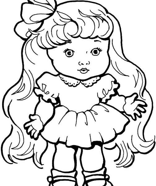 Baby Girl Colouring Pages Ba Girl Doll With Long Hair Coloring 504x600 Baby Girl Colouring Pages Ba Girl Doll With Long Hair Coloring