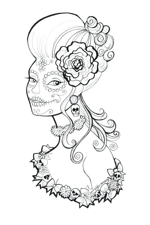 500x750 Hairstyle Coloring Pages Free Printable Day Of The Dead Coloring