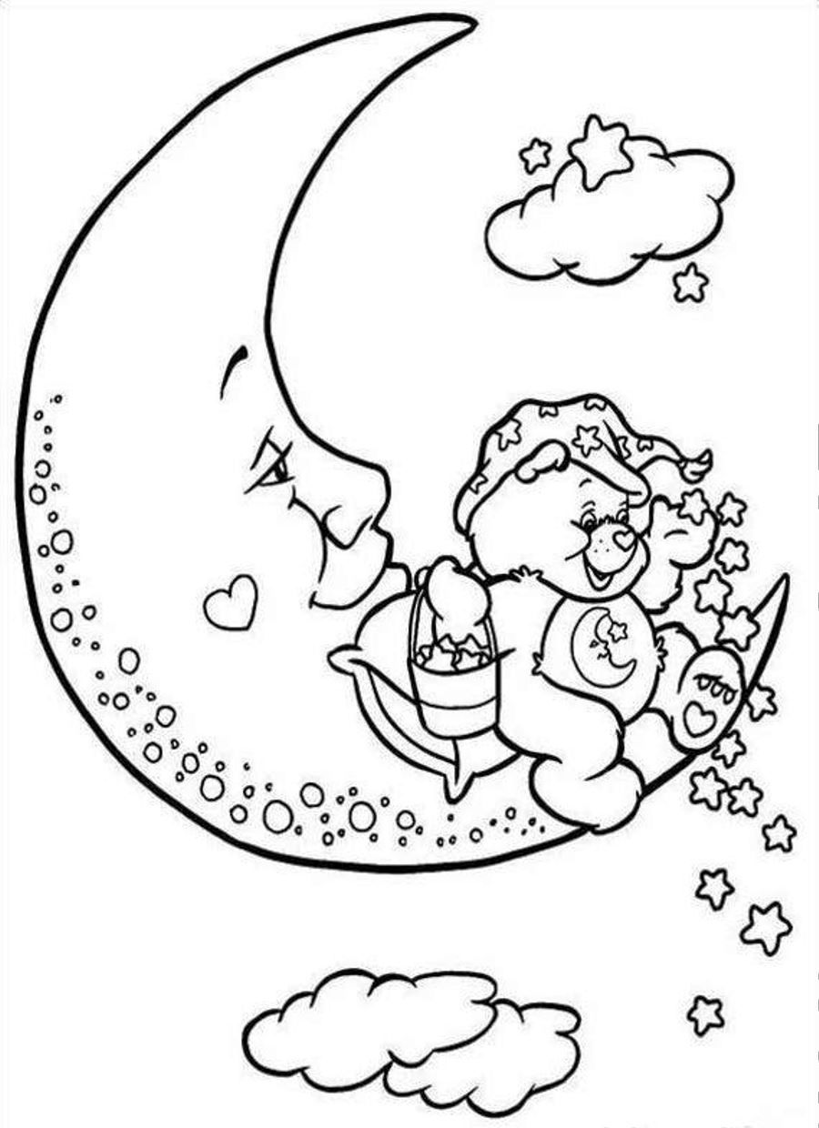 Care bears coloring pages Care Bears Sitting On Half Moon 900x1240 Care bears coloring pages Care Bears Sitting On Half Moon