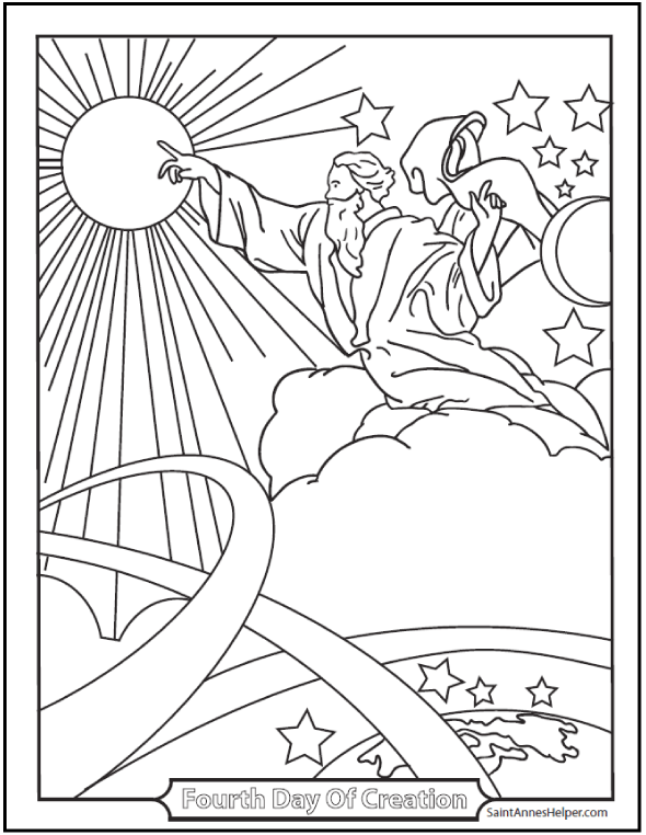 Creation Coloring Pages God Made The Sun, Moon, And Stars 590x762 Creation Coloring Pages God Made The Sun, Moon, And Stars