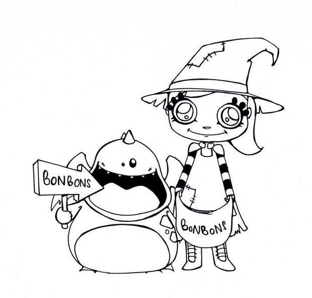 Halloween Candies Coloring Pages 620x591 Halloween Candies Coloring Pages
