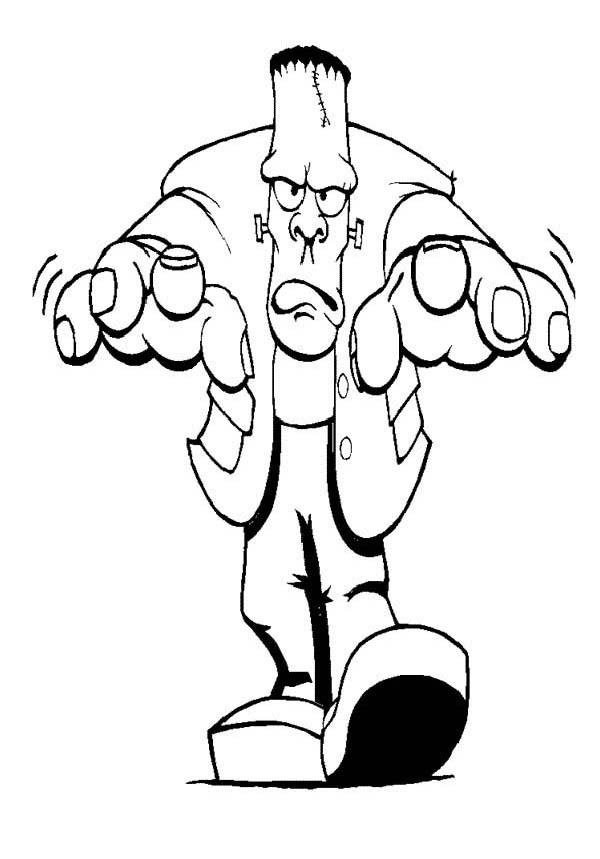 600x859 Furious Mr Frankenstein On Halloween Day Coloring Page