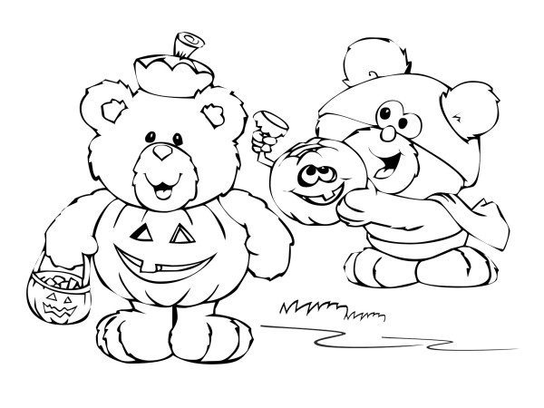 600x450 Cute Bear Halloween Costume Coloring Pages