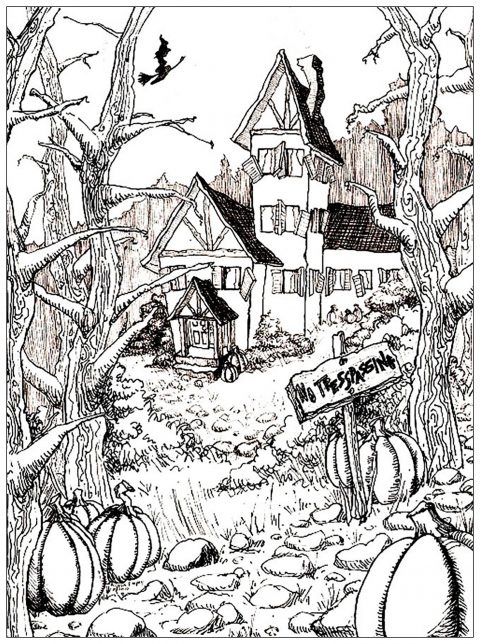 Haunted House Coloring Pages Image Hd Halloween Sheets Online 480x644 Haunted House Coloring Pages Image Hd Halloween Sheets Online