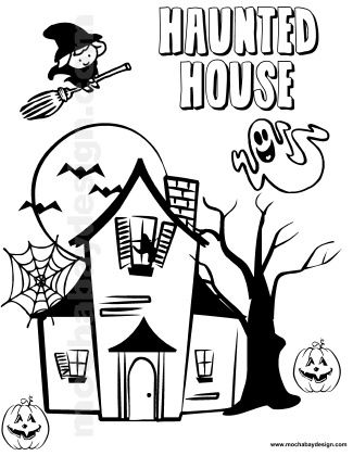 Haunted House Printable Halloween Kids Coloring Page Fall 325x420 Haunted House Printable Halloween Kids Coloring Page Fall