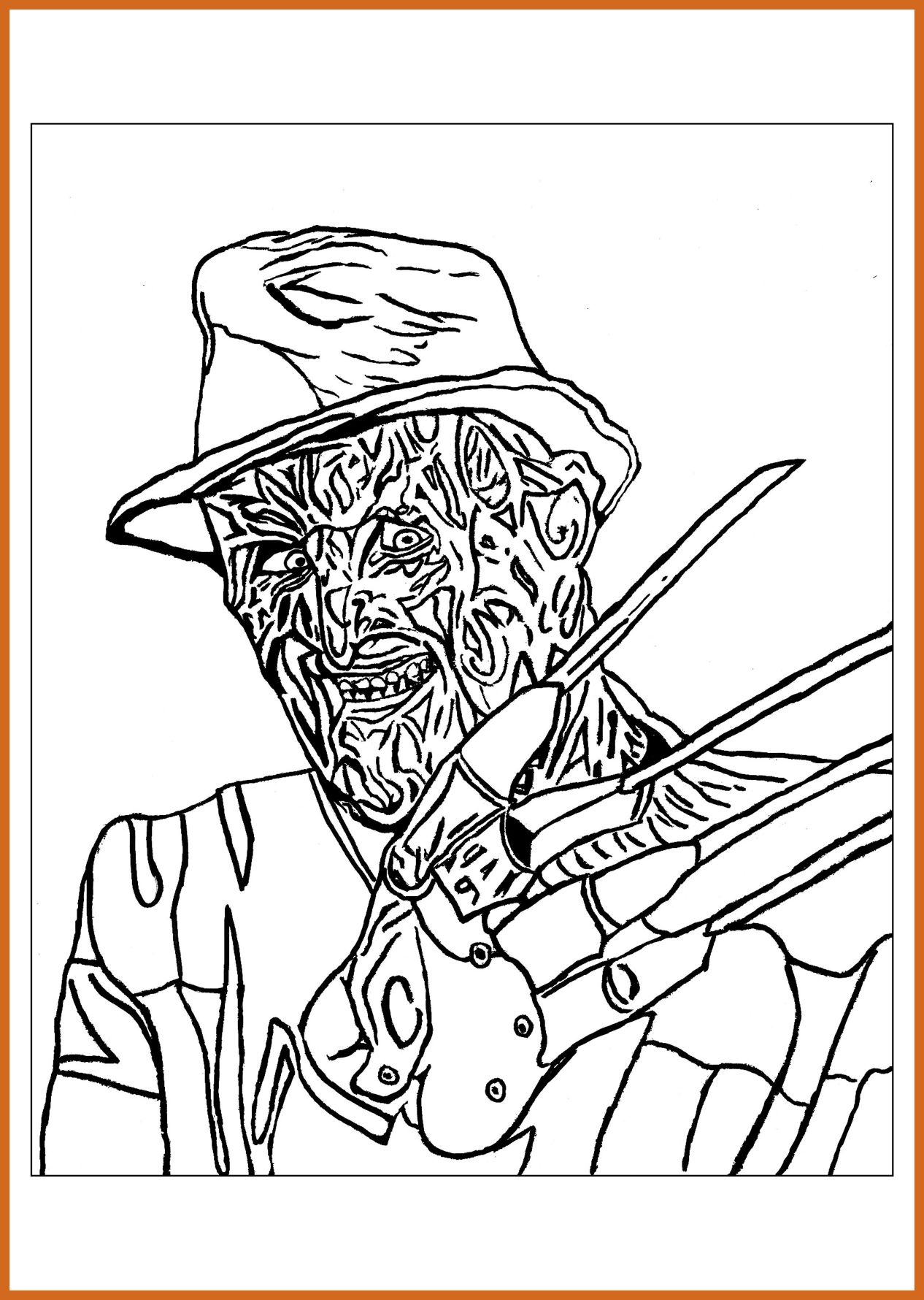 1266x1780 Inspiring Freddie Krueger Halloween Coloring Pages For Adults