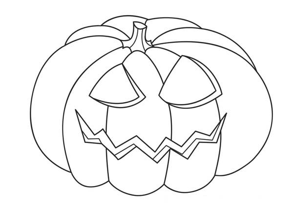 Jack O' Lantern Head On Halloween Day Coloring Page 600x426 Jack O' Lantern Head On Halloween Day Coloring Page