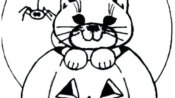Weird Jack O Lantern Coloring Sheets Halloween Pages With Cat 585x329 Weird Jack O Lantern Coloring Sheets Halloween Pages With Cat