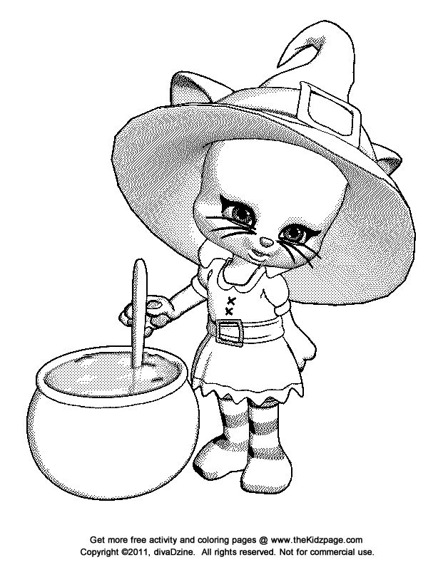 Halloween Kitty Coloring Pages