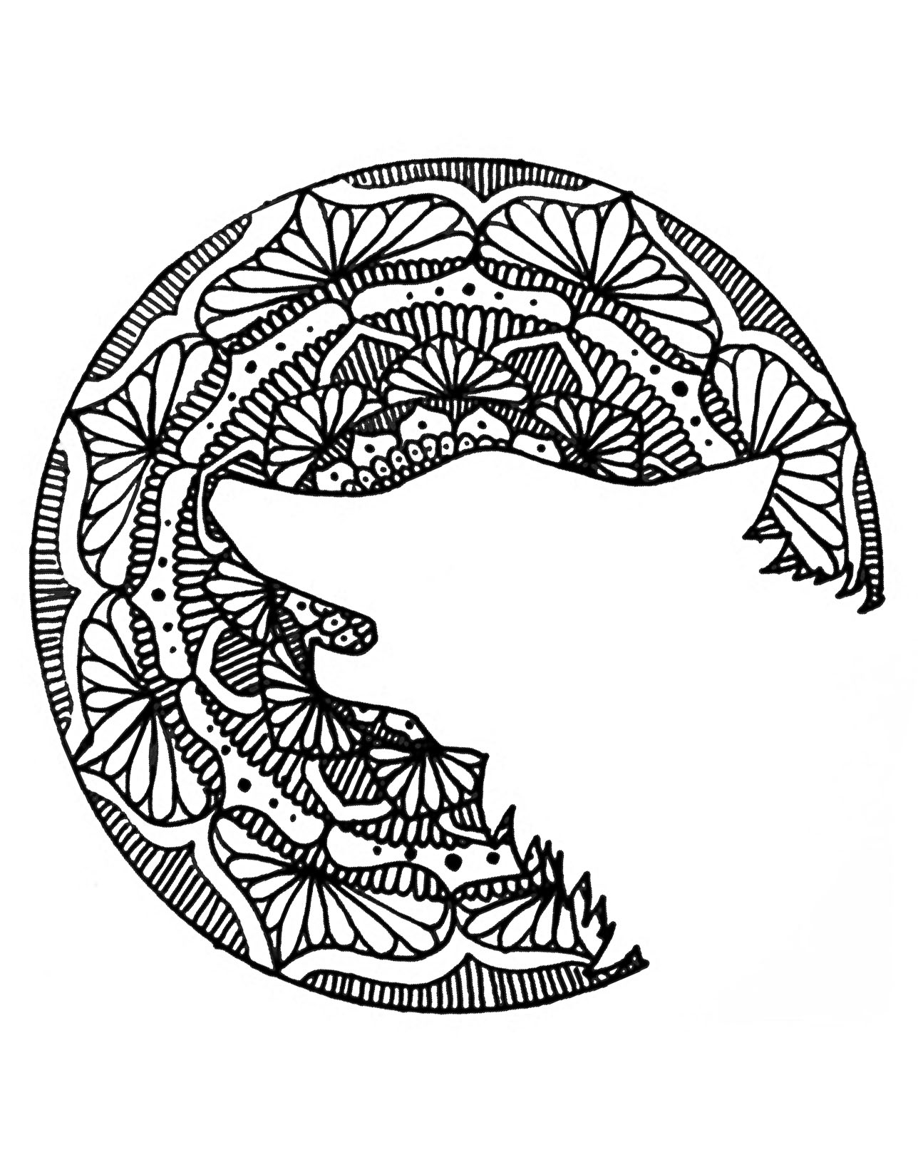 Halloween Mandala Wolf Head 1288x1637 Halloween Mandala Wolf Head